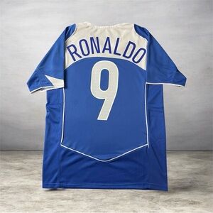 Brazil 2004 Retro Soccer Jersey Ronaldo #9 Blue Away NWT WORLD CUP 💯🔥⚽️
